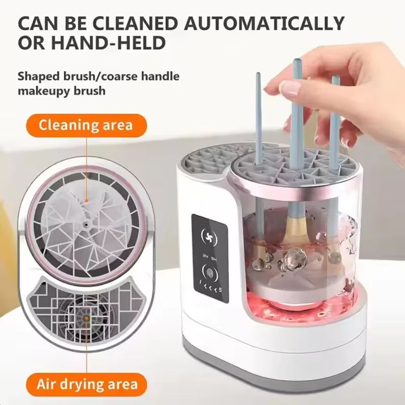 3 in 1 Electric Makeup Brush Cleaner Machine with Makeup Brush Dryer-Holder-Portable Automatic USB Cosmetic Brushes Cleaner Tool