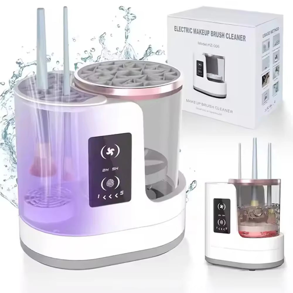 3 in 1 Electric Makeup Brush Cleaner Machine with Makeup Brush Dryer-Holder-Portable Automatic USB Cosmetic Brushes Cleaner Tool